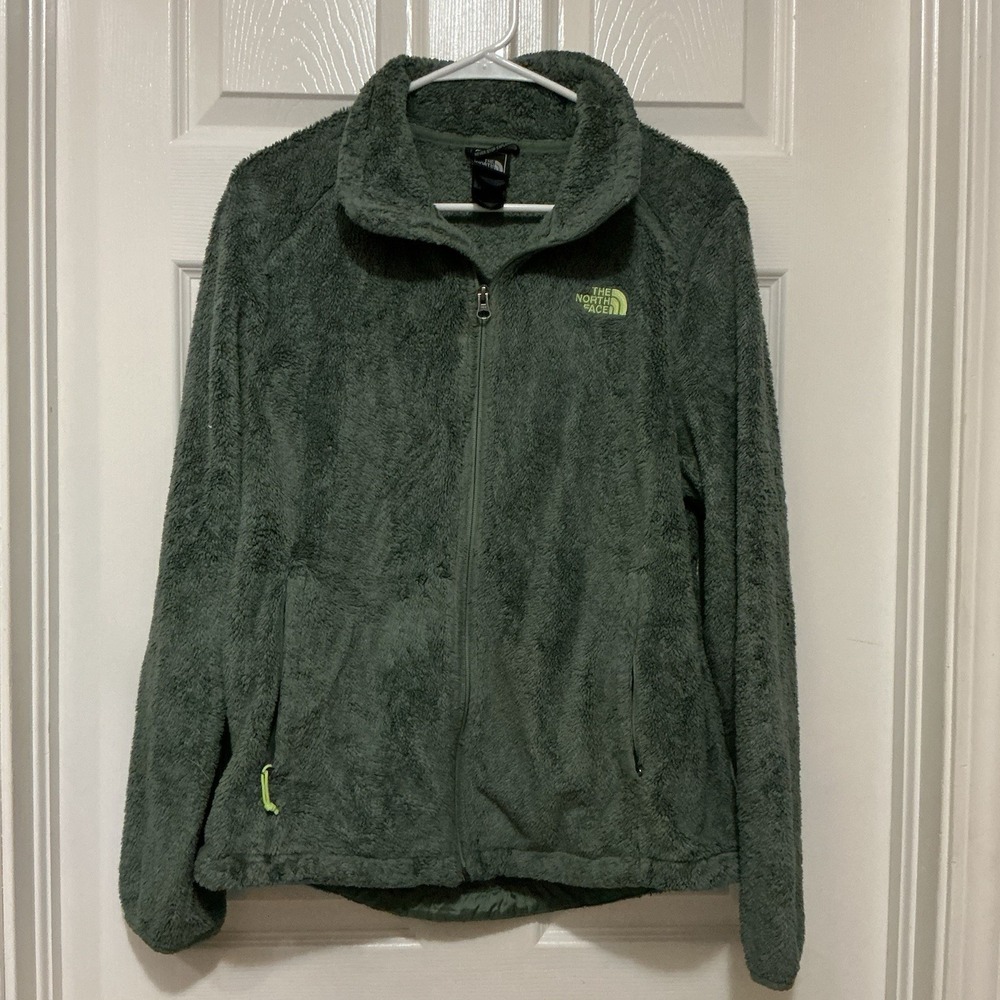 North Face Women's Green Sherpa Jacket L Full‎ Zip Osito Slate Moss Thyme